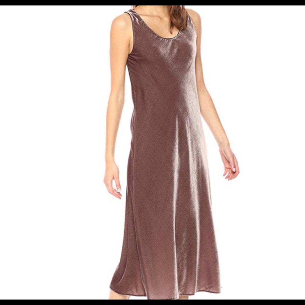 Velvet maxi length tank dress in cocoa bean color
